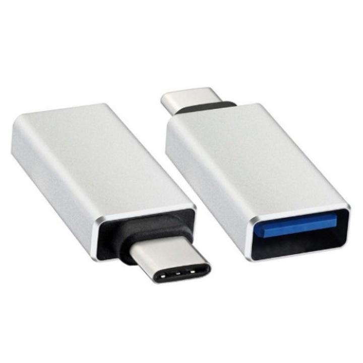Adaptor OTG USB 3.0 mama la USB Type-C (USB - USB tip C), carcasa aluminiu