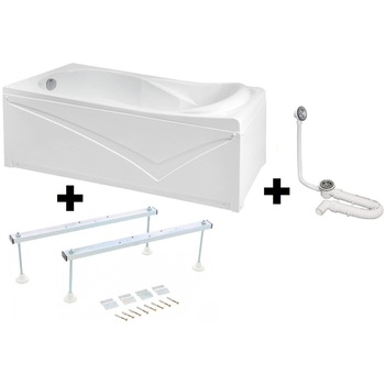 Pachet Complet Cada Acril 170x70 - Masca Frontala, Cadru Metalic, Sifon Evacuare si Cada de Baie Fibrocom Galas 170x70 Pachet Complet Cada Acril 170x70 - Masca Frontala, Cadru Metalic, Sifon Evacuare si Cada de Baie Fibrocom Galas 170x70