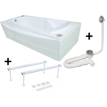 Pachet Complet Cada Acril 180x80 - Masca Frontala, Cadru Metalic, Sifon Evacuare si Cada de Baie Fibrocom Nikoss 180x80 Pachet Complet Cada Acril 180x80 - Masca Frontala, Cadru Metalic, Sifon Evacuare si Cada de Baie Fibrocom Nikoss 180x80