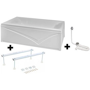 Pachet Complet Cada Acril 190x90 - Masca Frontala, Cadru Metalic, Sifon Evacuare si Cada de Baie Fibrocom Simplis 190x90 Pachet Complet Cada Acril 190x90 - Masca Frontala, Cadru Metalic, Sifon Evacuare si Cada de Baie Fibrocom Simplis 190x90
