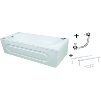 Pachet Complet Cada Acril 170x75 - Masca Frontala, Cadru Metalic, Sifon Evacuare si Cada de Baie Fibrocom Venus 170x75 Pachet Complet Cada Acril 170x75 - Masca Frontala, Cadru Metalic, Sifon Evacuare si Cada de Baie Fibrocom Venus 170x75