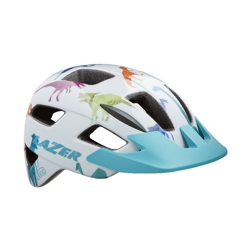 Casca Copii Lazer LIL Gekko alba Dino, multicolor, (46-50)
