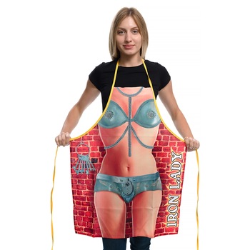Sort bucatarie amuzant Printex, IRON LADY, Multicolor, Marimea universala Sort bucatarie amuzant Printex, IRON LADY, Multicolor, Marimea universala