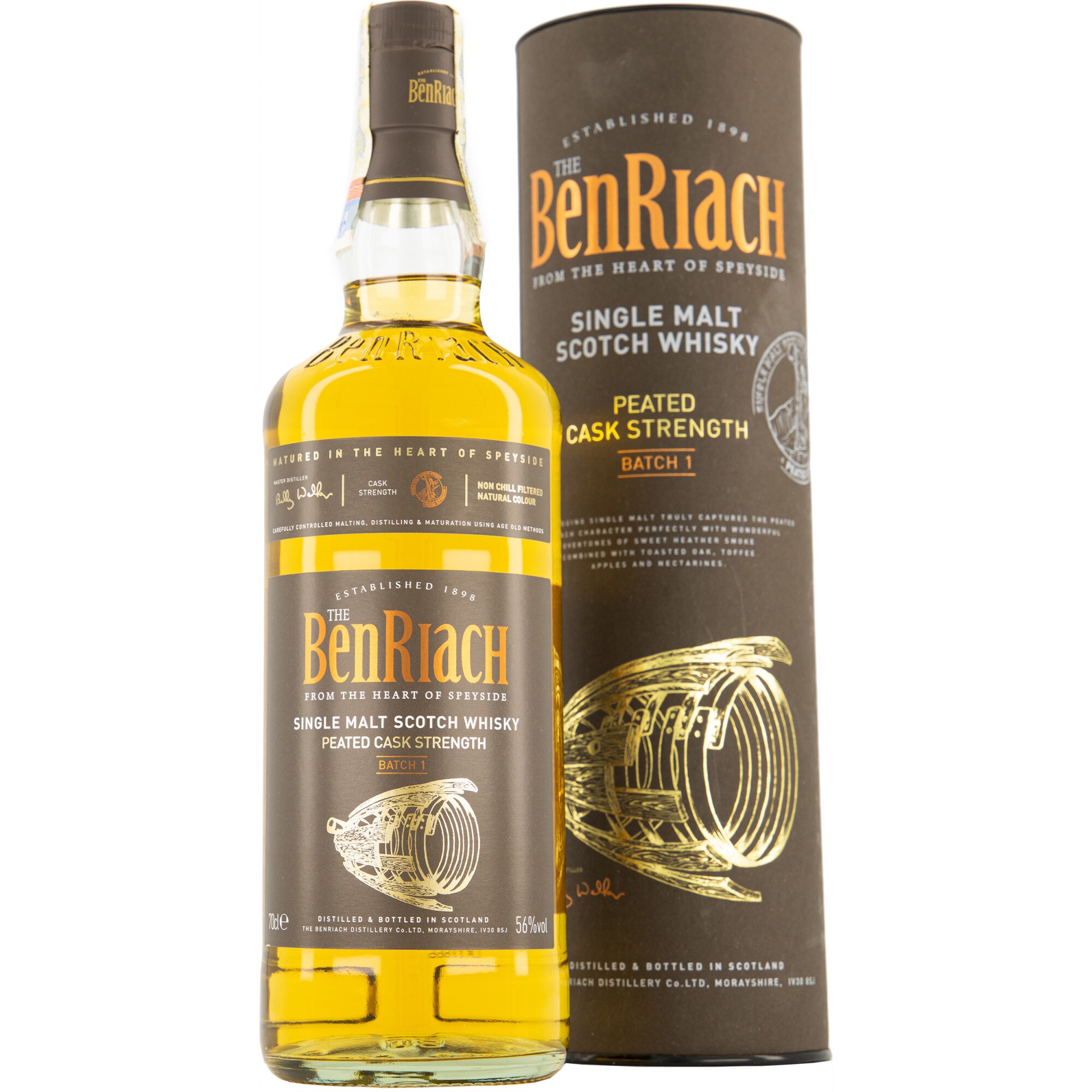 Whisky, Benriach Cask Strength Batch 1 Peated, Single Malt, 56%, 0.7l