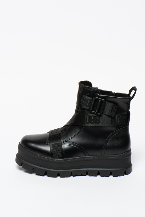 UGG, Ghete flatform din piele Sid, Negru, 5