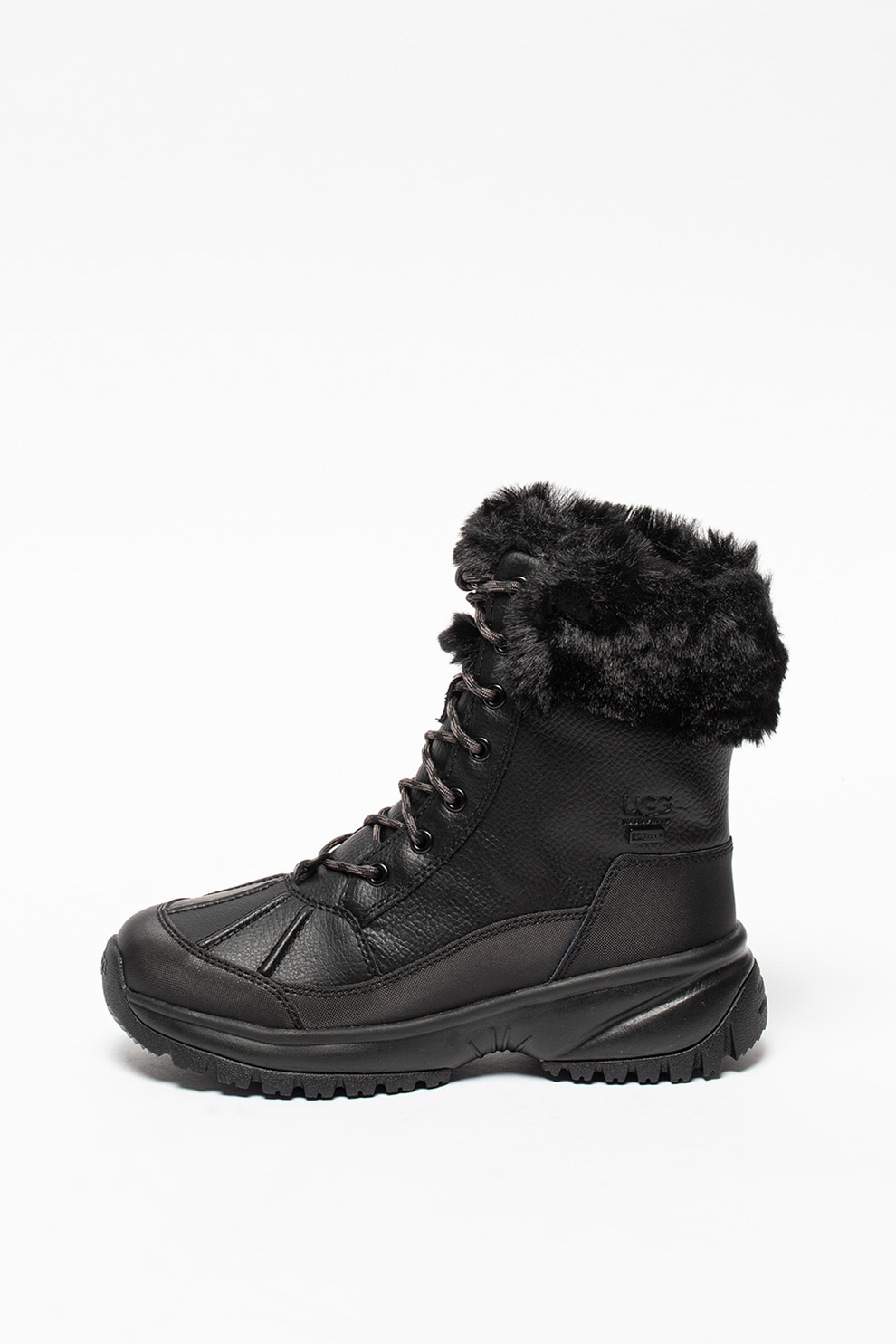 UGG, Ghete cu partea superioada din blana sintetica Yose Fluff, Negru, 5