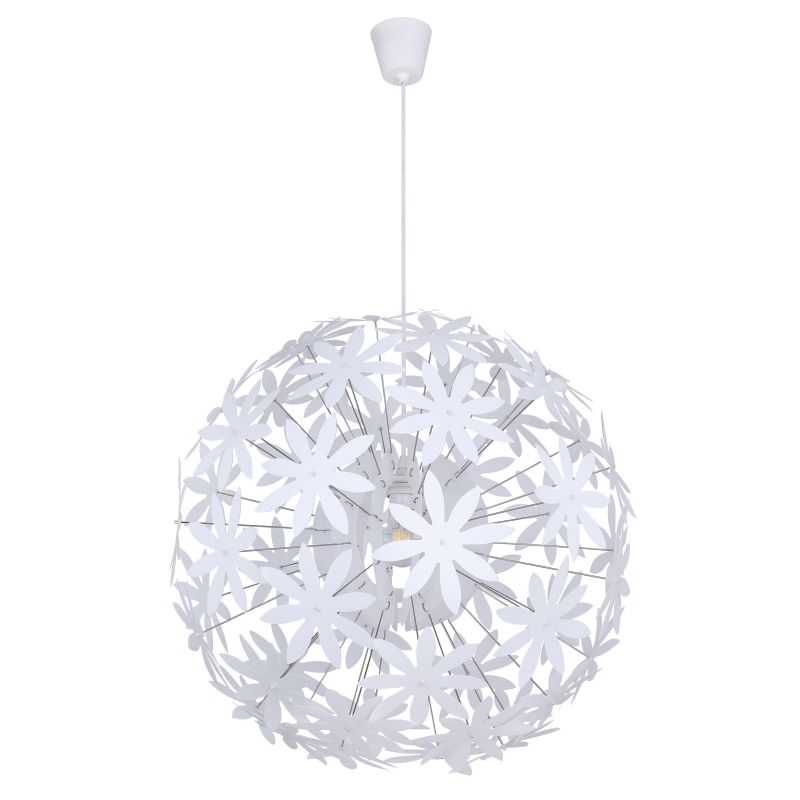 Pendul modern Stella, 1XE27, Max 60w, Abajur floral din plastic, Alb, IP20, GB15024
