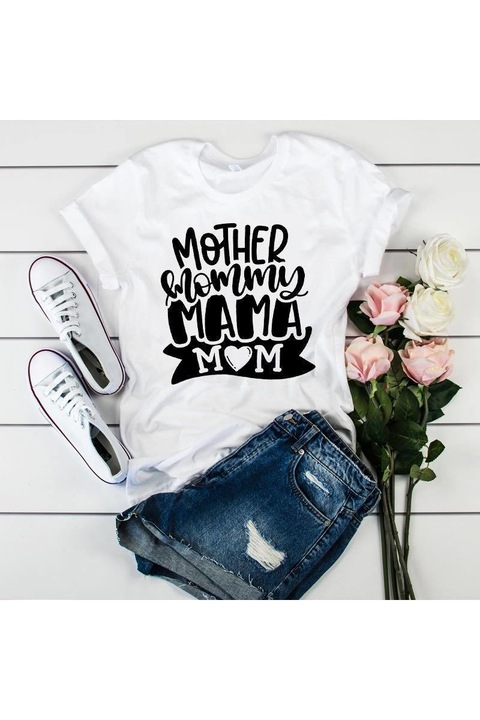 Tricou Femei mom, alb, XS