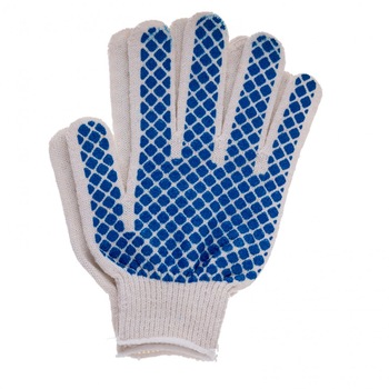 Manusi bumbac, PVC-imprimeu sah, culoare alba,clasa 10, marime universala Manusi bumbac, PVC-imprimeu sah, culoare alba,clasa 10, marime universala