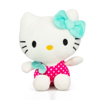Jucarie de plus Hello Kitty, inaltime 12 cm, model 1 Jucarie de plus Hello Kitty, inaltime 12 cm, model 1