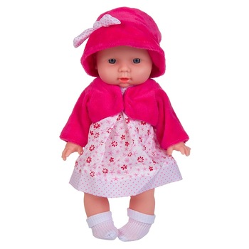 Papusa clasica imbracata cu rochita,multicolor ,29 cm Papusa clasica imbracata cu rochita,multicolor ,29 cm