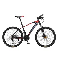 Bicicleta mountain bike, MTB Forever JSXF26R7B, cadru aluminiu, echipare Microshift, frane Disc fata/spate, roata 26", 27 viteze, 14 ani plus, negru cu rosu
