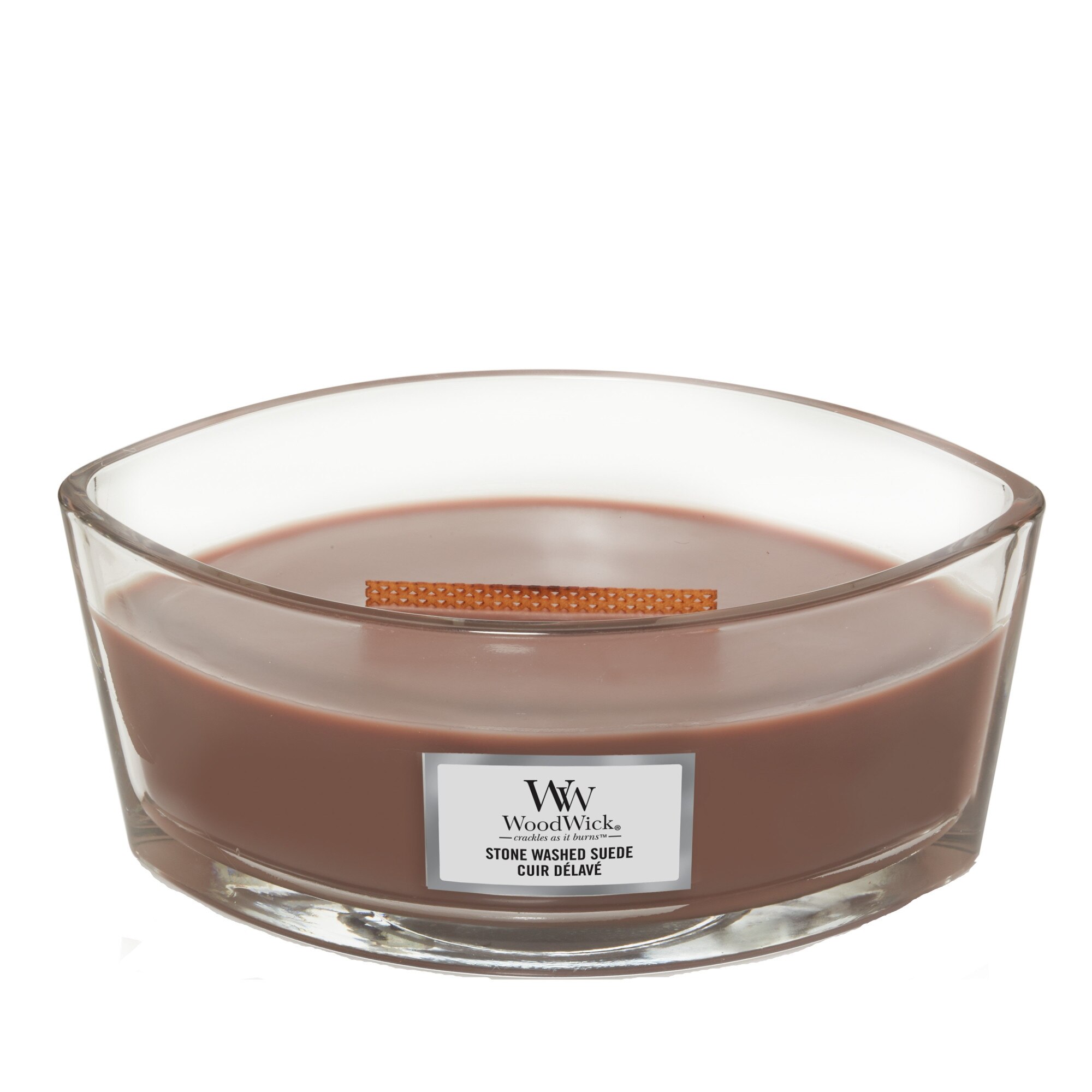 Lumanare Parfumata Ellipse Stone Washed Suede, WoodWick®