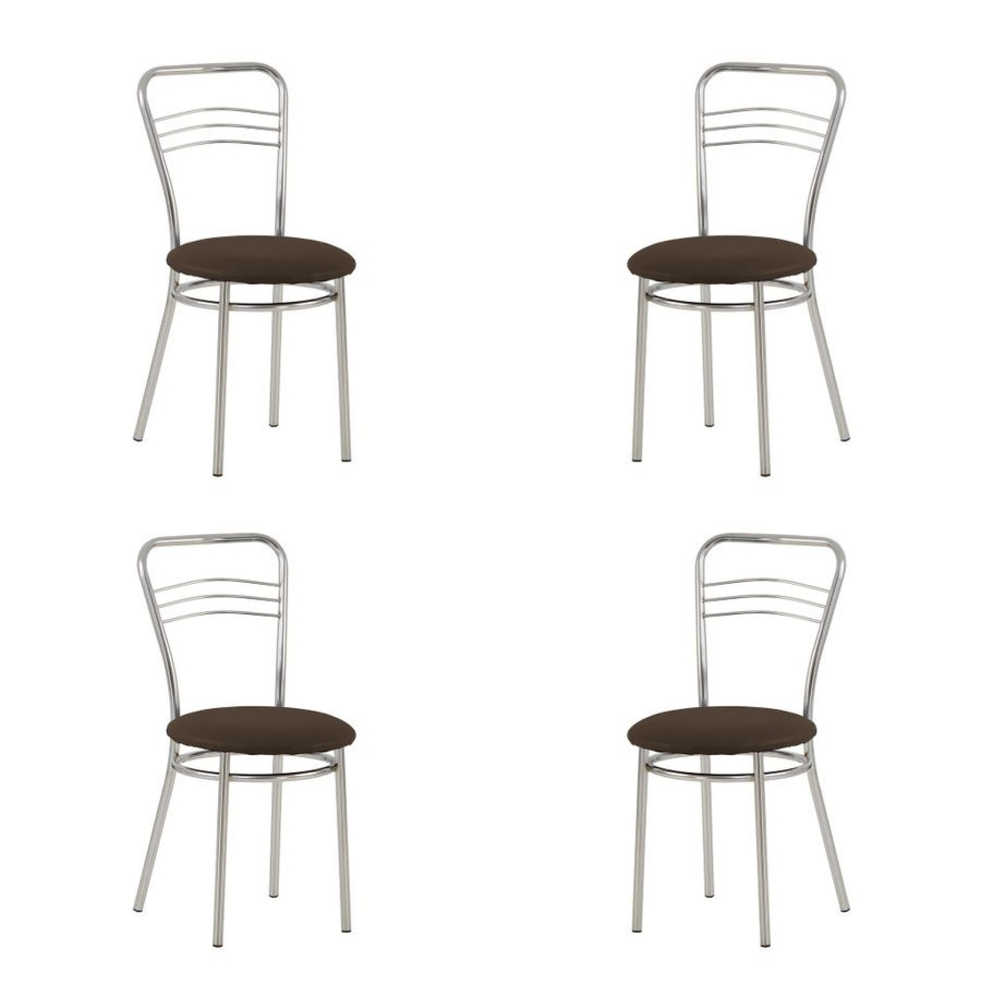 Set 4 scaune dining Argento, cadru cromat, piele ecologica, wenge