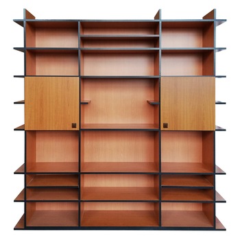 Biblioteca office Sierra, pal cires / cant negru, 202 x 33 x 211 cm Biblioteca office Sierra, pal cires / cant negru, 202 x 33 x 211 cm