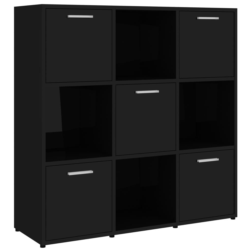 Biblioteca vidaXL, PAL extralucios, 90 x 30 x 90 cm, Negru