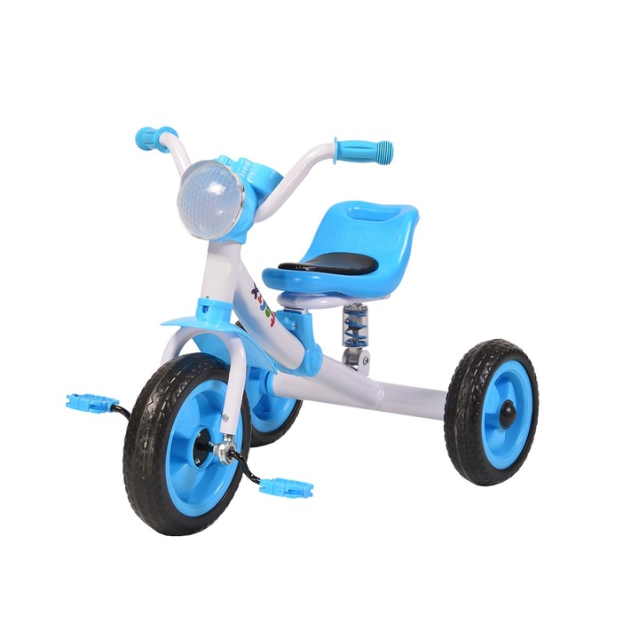 NOVOKIDS Felix Trike pedálos tricikli, zenével és fényekkel, Max. 20 kg, hátsó felfüggesztés, EVA gumi kerekek, Fém váz, Kék