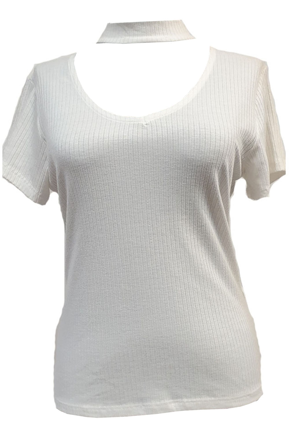 Tricou Tally Weijl, culoare alb in V cu bretea in jurul gatului,marime L