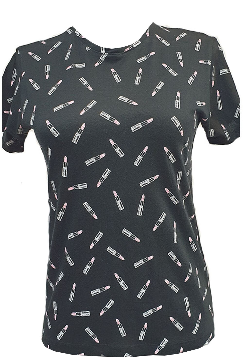 Tricou Tally Weijl,negru cu imprimeu colorat ,marime XS