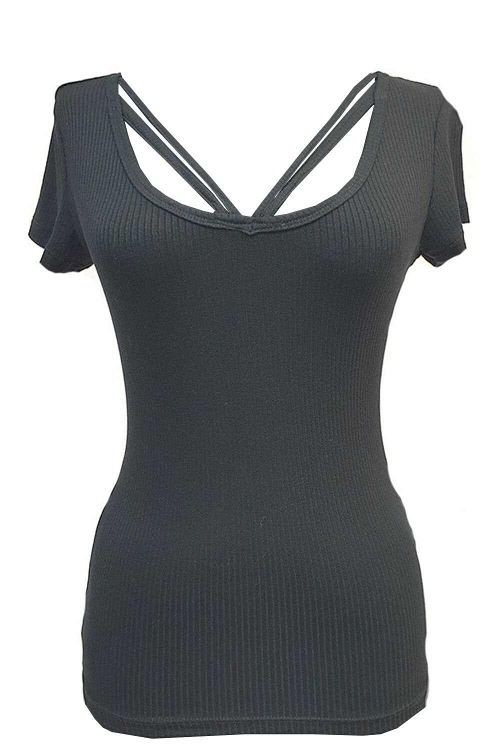 Tricou dama Tally Weijl, cu barete in fata, Negru