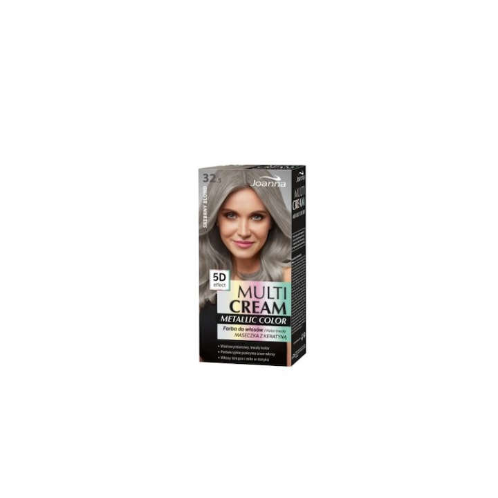 Боя за коса Joanna Multi Cream Mettalic Color, Сребърно русо 32.5, 40g+60g