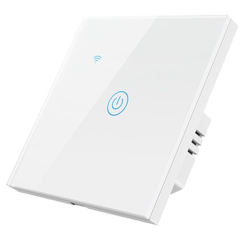 Intrerupator inteligent de perete, WiFi, cu touch, cu sau fara nul, 1 canal, compatibil TuyaSmart, SmartLife, IFTTT, Google Home, Amazon Alexa, culoare alb, panou frontal din sticla - Model DS-101NL-1-W Intrerupator inteligent de perete, WiFi, cu touch, cu sau fara nul, 1 canal, compatibil TuyaSmart, SmartLife, IFTTT, Google Home, Amazon Alexa, culoare alb, panou frontal din sticla - Model DS-101NL-1-W