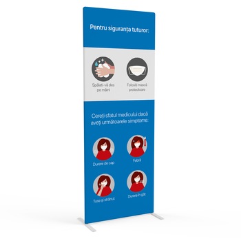 Panou publicitar textil tensionat, Wave, albastru, 85 x 230 cm Panou publicitar textil tensionat, Wave, albastru, 85 x 230 cm