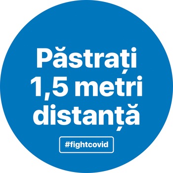 Autocolant distantare Covid-19, ADC3, cerc, albastru, 20 x 20 cm Autocolant distantare Covid-19, ADC3, cerc, albastru, 20 x 20 cm