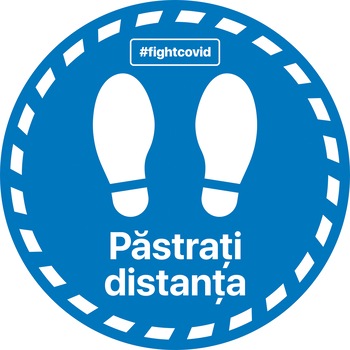 Autocolant distantare Covid-19, ADC5, cerc, albastru, 20 x 20 cm Autocolant distantare Covid-19, ADC5, cerc, albastru, 20 x 20 cm