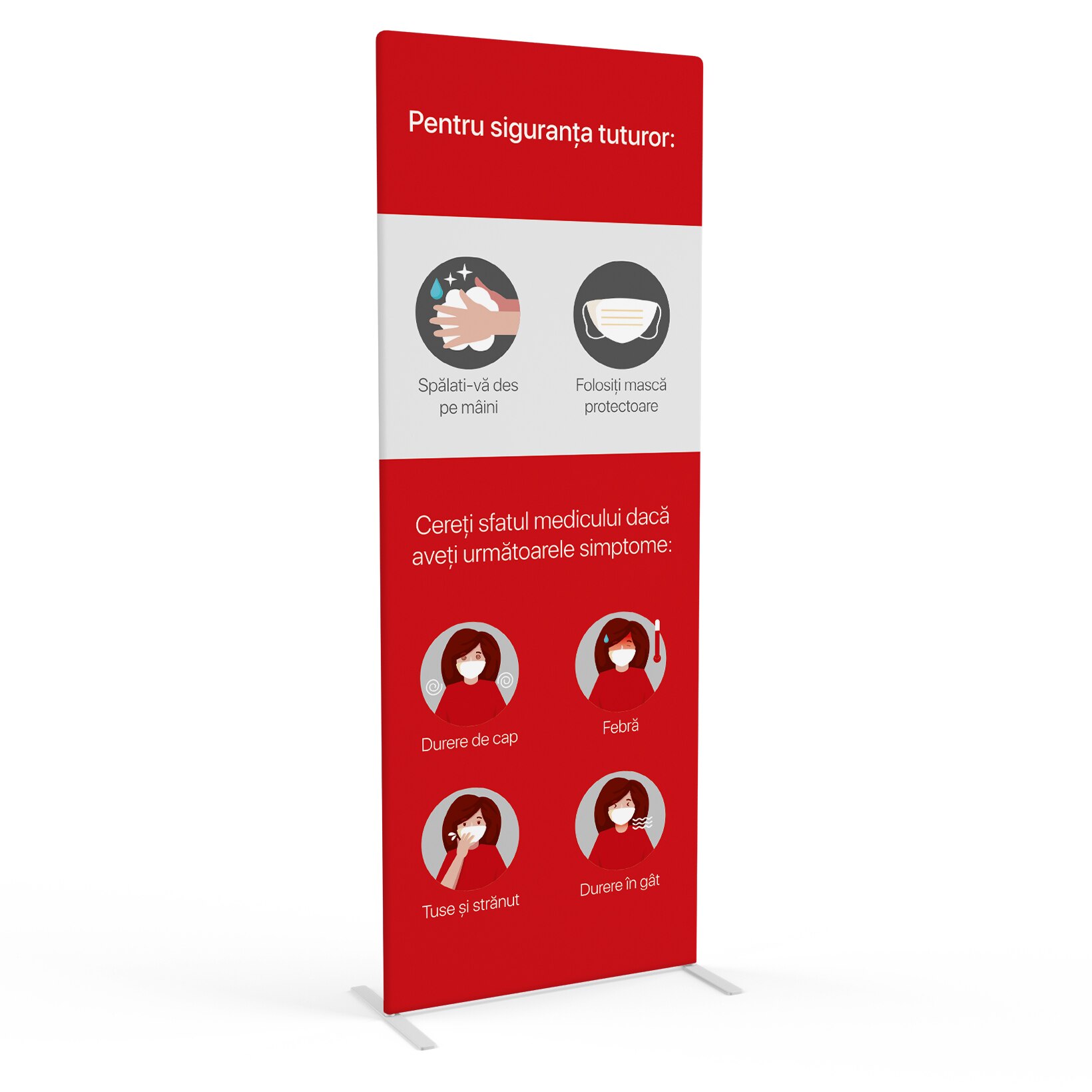 Panou publicitar textil tensionat, Wave, rosu, 85 x 230 cm