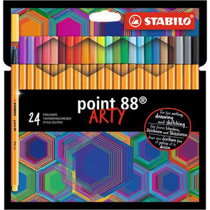 Маркери Stabilo Point 88 Arty, 0.4 mm, 24 цветове/комплект