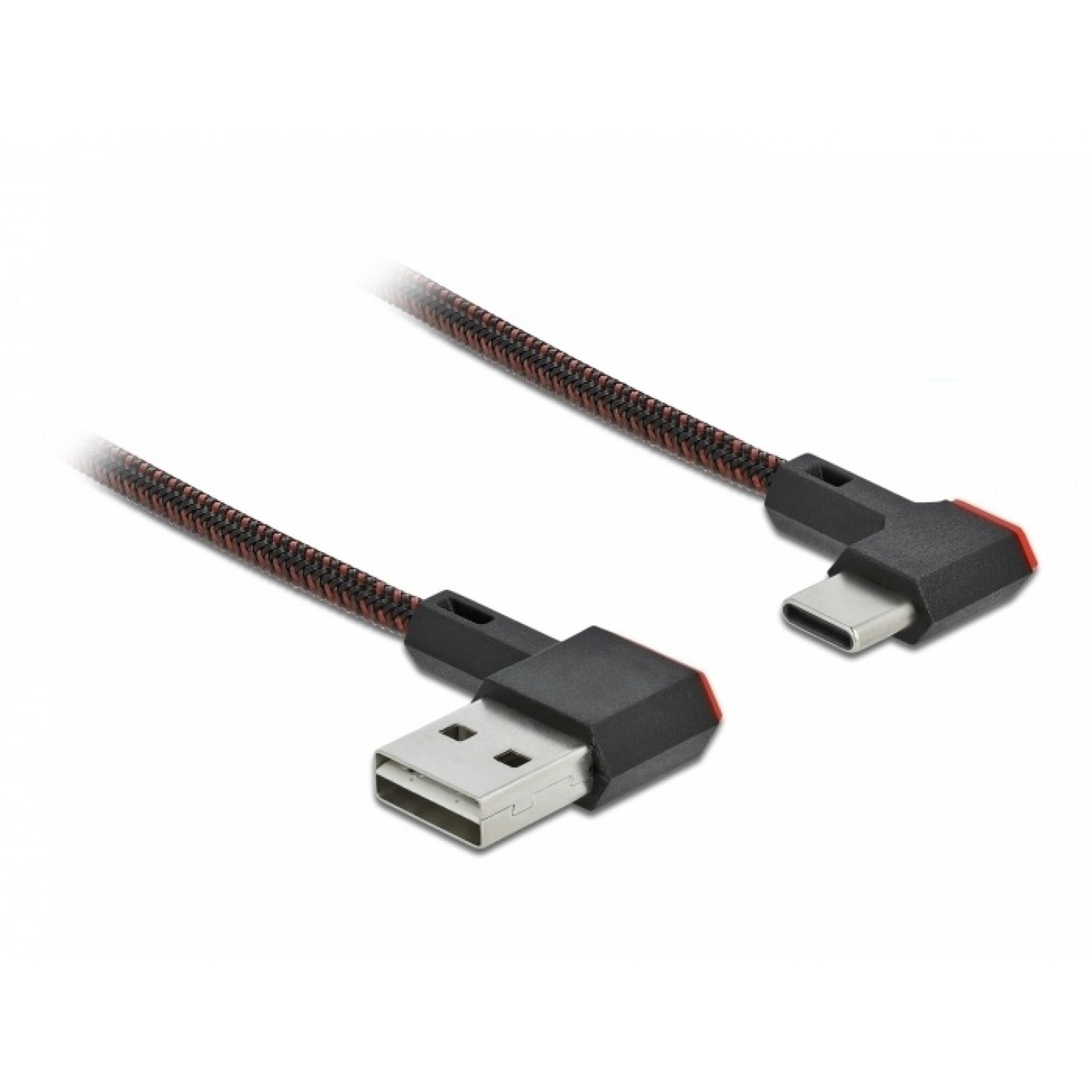 Cablu easy-usb 2.0 la usb-c unghi stanga/dreapta 1m textil, Delock 85281