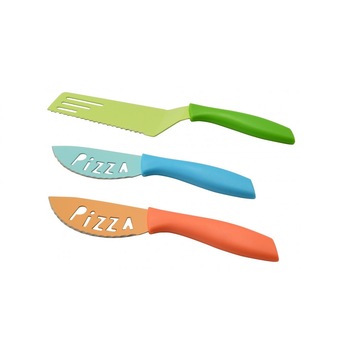 Set 3 cutite pizza pentru taiere si servire Set 3 cutite pizza pentru taiere si servire