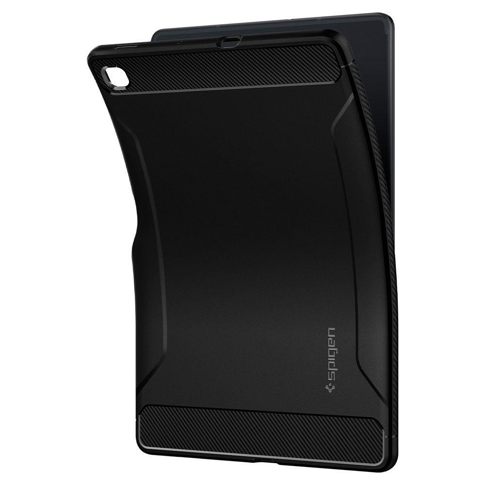 Husa Antisoc Spigen Rugged Armor pentru Samsung Galaxy Tab S6 Lite 10.4" P610 / P615, Pencil Holder, Negru