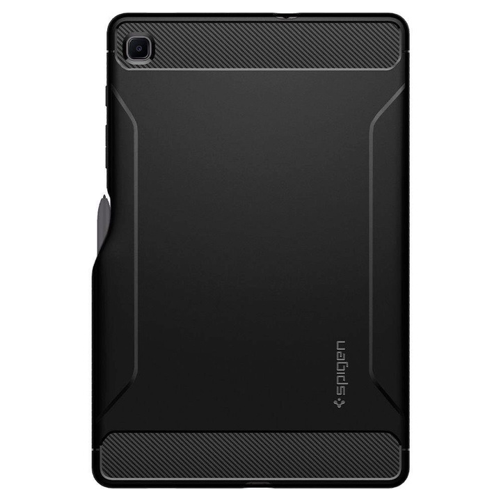 Husa Antisoc Spigen Rugged Armor pentru Samsung Galaxy Tab S6 Lite 10.4" P610 / P615, Pencil Holder, Negru
