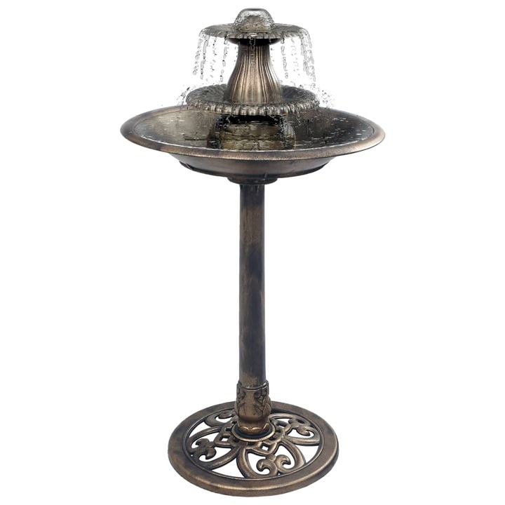 vidaXL bronzszínű műanyag madárfürdető szökőkúttal 50 x 91 cm 1.12 kg 48233