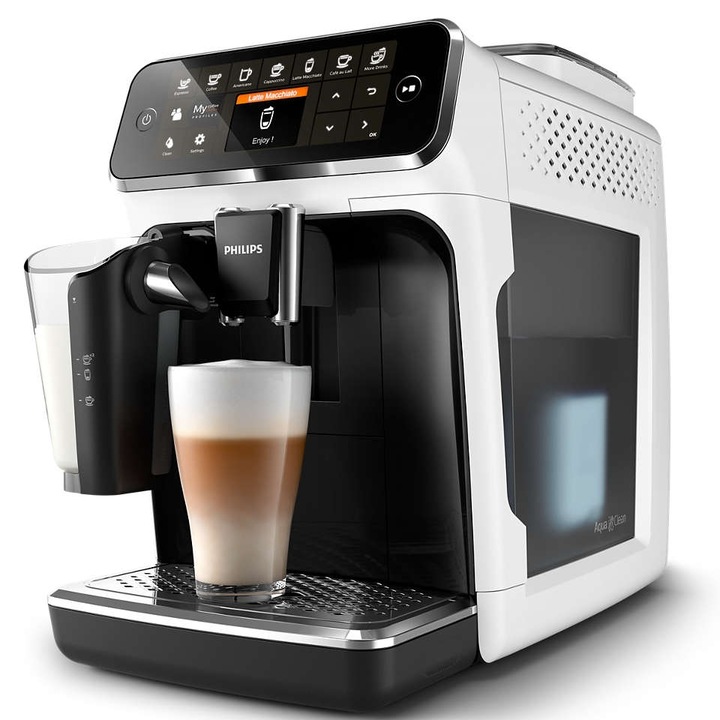Philips EP4343/50 Series 4300 Автоматична кафемашина за еспресо, с пенообразувател за мляко LatteGo, бяла
