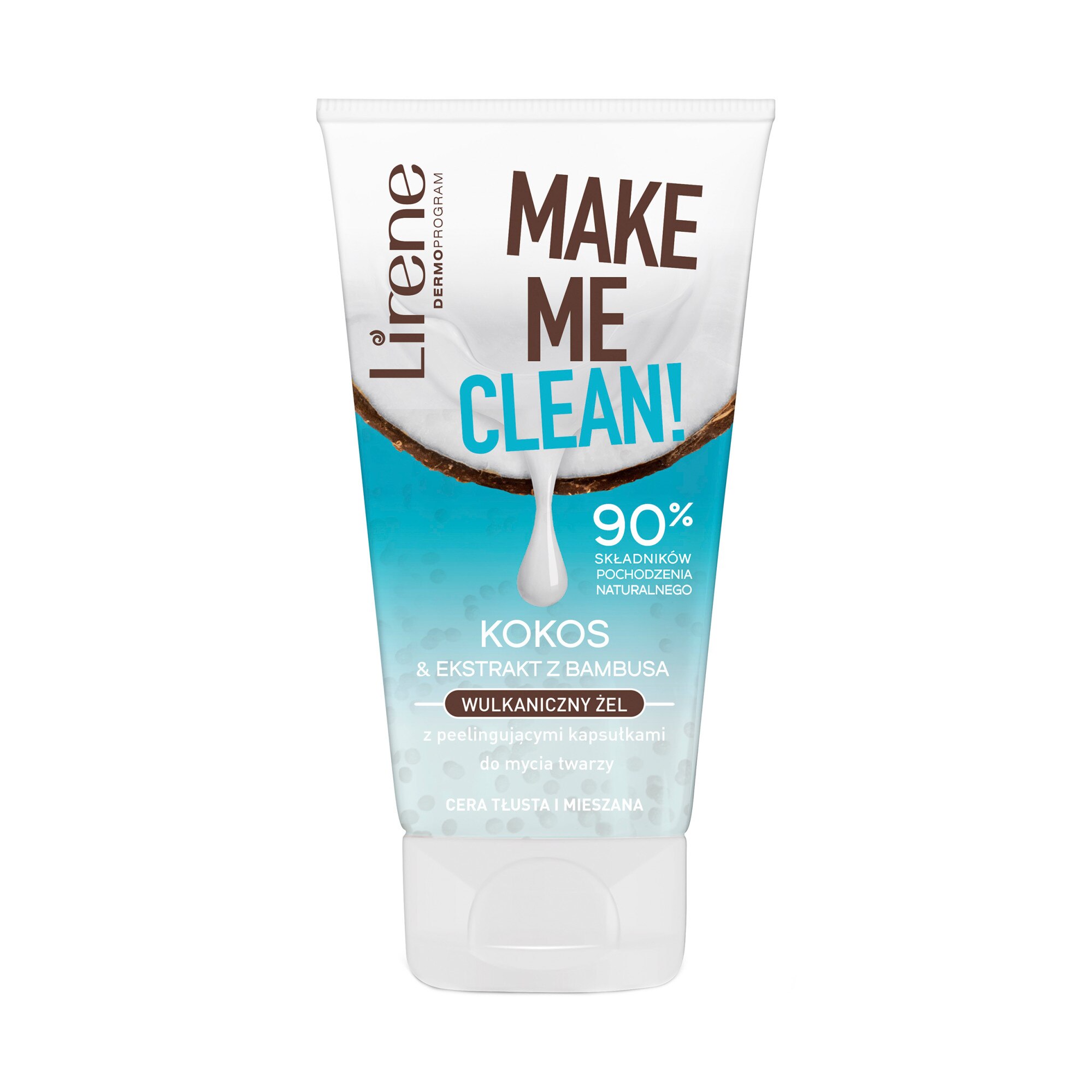 Gel de curatare faciala Make Me Clean cu microparticule de scrub din roca vulcanica, cocos si bambus, 150ml