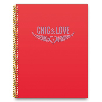 Caiet Miquelrius, Chic&Love, Rosu, A4, patratele, 120 file Caiet Miquelrius, Chic&Love, Rosu, A4, patratele, 120 file