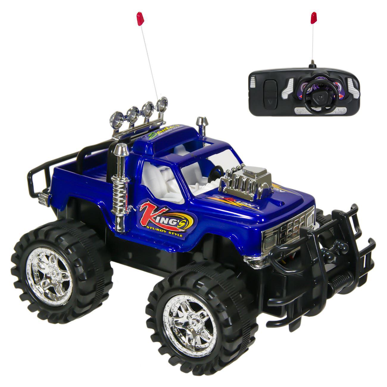 Masinuta de teren,tip off-road cu telecomanda,rezistenta la socuri,albastra