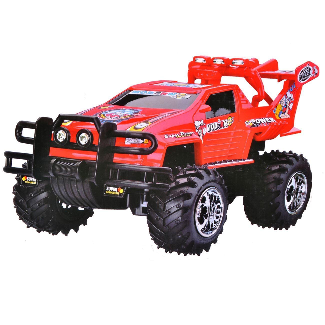 Masinuta de teren,tip off-road cu telecomanda,rezistenta la socuri,rosu