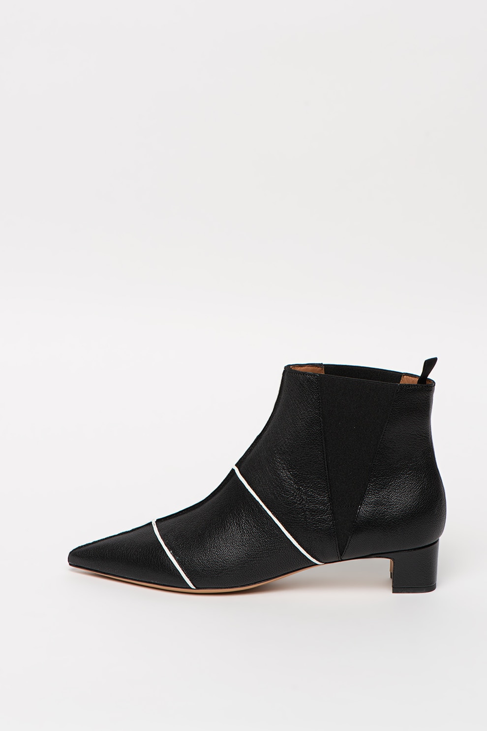 Emporio Armani, Botine de piele cu toc masiv