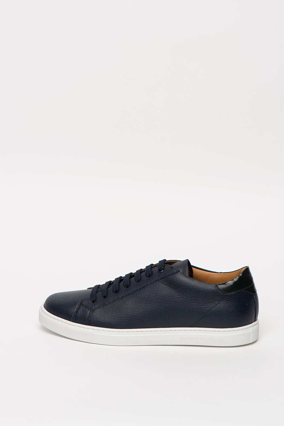 Emporio Armani, Pantofi sport de piele, Bleumarin inchis, 11