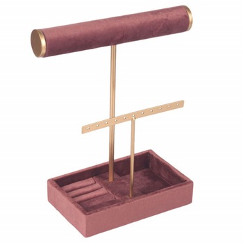 Organizator pentru bijuterii si accesorii din catifea, Pufo Pink Velvet, model premium, 25 cm Organizator pentru bijuterii si accesorii din catifea, Pufo Pink Velvet, model premium, 25 cm