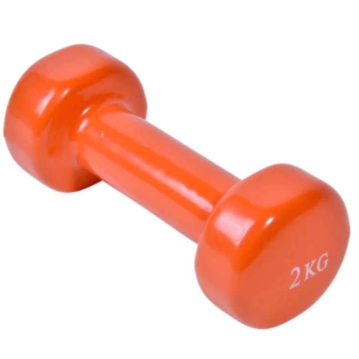 Greutate fitness, model gantera de 2 kg, portocalie, 13,5 cm