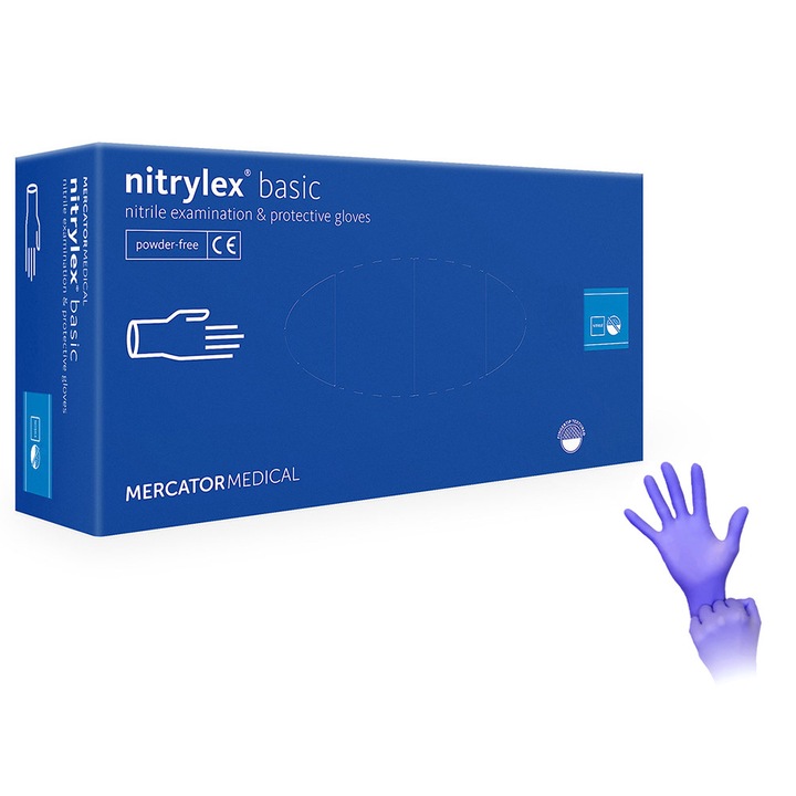 Nitrylex Basic Nitril Gumikesztyű, Pormentes , 100 darab, XL-es méret, Sötétkék