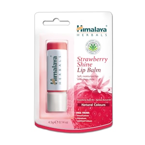 Balsam de buze, Himalaya, capsuni, ulei de caise, stralucire naturala, hidratare de durata, antioxidant, nuanta delicata, buze moi si catifelate, 4.5g