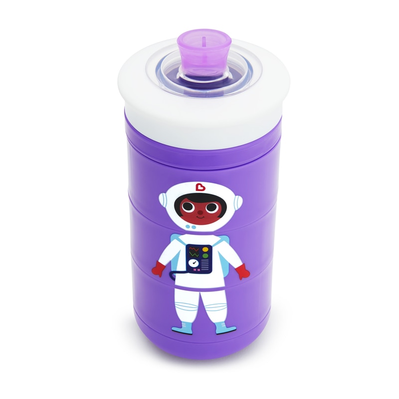 Cana, Twist Mix and Match, Munchkin, 266 ml, Anticurgere, 3 Sectiuni care se Rotesc pentru a Crea Personaje, 9 luni+, Fara BPA, Mov