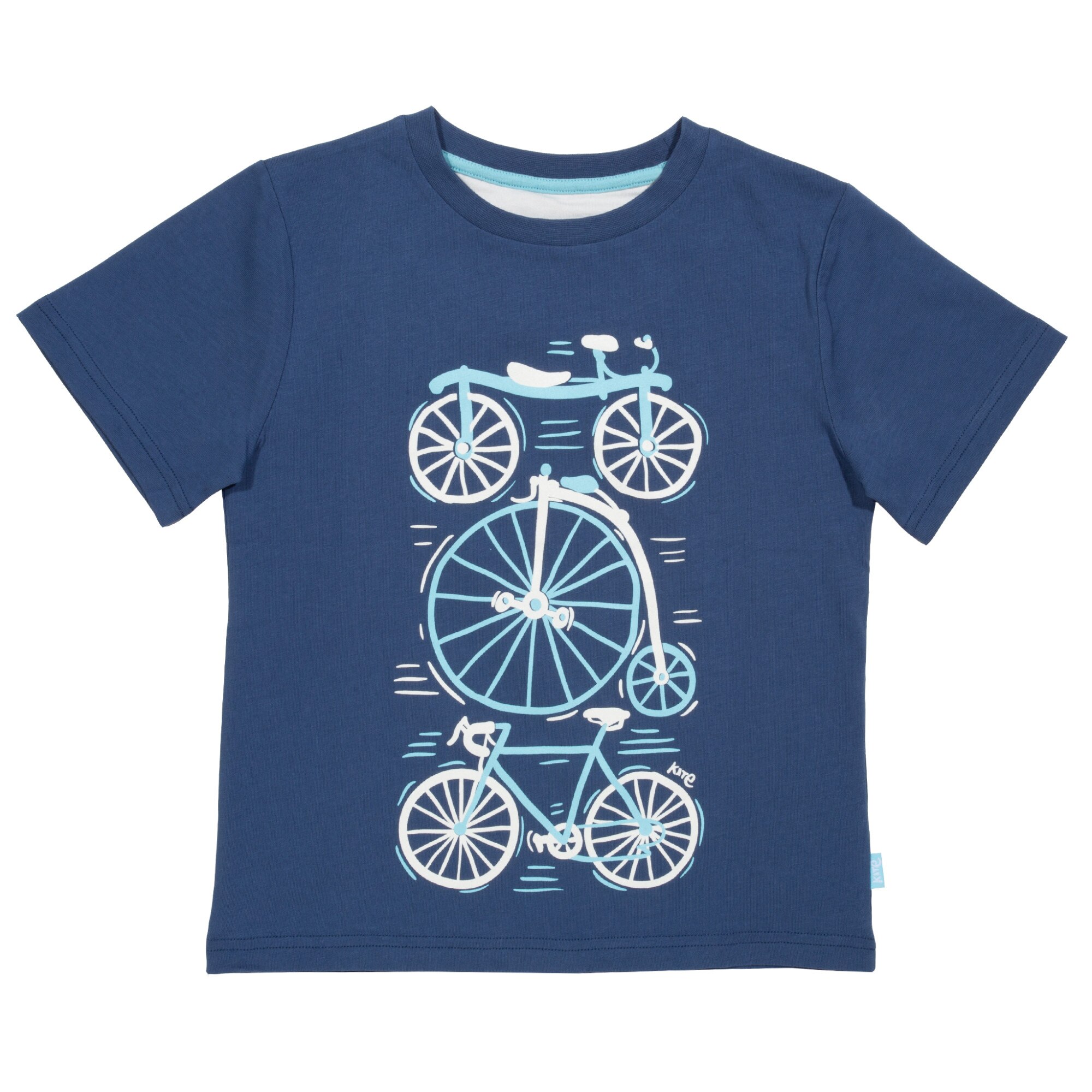 Tricou cu imprimeu Bike evolution, bumbac organic, Bleumarin/Albastru/Alb