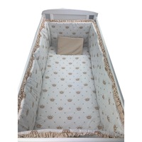 Lenjerie de pat bebelusi 120x60 cm cu aparatori pufoase Deseda Coronite bej